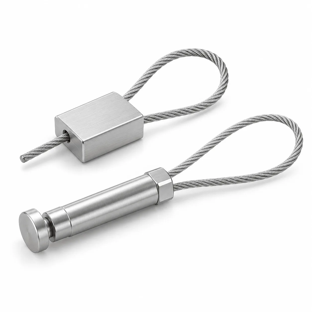 Metalinės kabelinės plombos su pintu plieniniu trosu